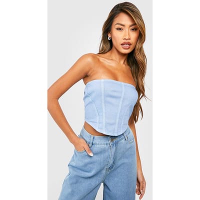 boohoo Dames Seam Detail Longline Corset Top | Lichtblauw | Maat: 38