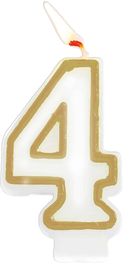 Folat - Kaars cijfer 4 simply chique gold 9 cm