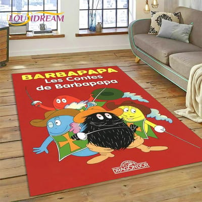 3D Cartoon Les Barbapapa Familie HD Vloerkleed Tapijt voor Woonkamer Slaapkamer Huisdecoratie, Vloermat Antislip Decoratie voor Bank Kindercadeau 40x60cm( 15x23in )