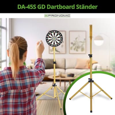 Dartbord standaard - Dartbord houder - Darts spelen - Traploos in hoogte verstelbaar - 107-160 cm - Goud