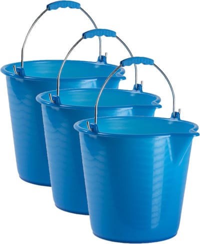 PlasticForte Emmer - 3x stuks - 9 liter - blauw - huishoudemmer met schenktuit - 30 x 26 cm - kunststof