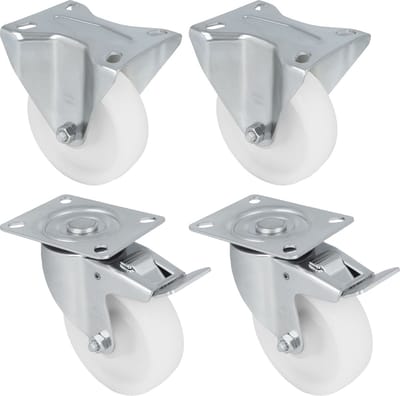 AMIG transportwiel set - 2 x zwenkwiel - 2 x bokwiel - D125mm - Nylon - 690kg - wit