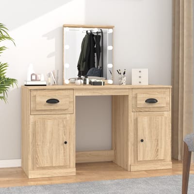 vidaXL - Kaptafel - met - LED-verlichting - 130x50x132,5 - cm - sonoma - eikenkleur