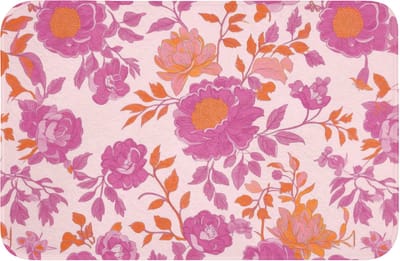 WC mat 60x40 cm - Antislip - Bloemenpatroon - Roze - Oranje - Bloemen - Toiletmat - Vloermat - Douchemat - Toilet tapijt - Toiletmatten