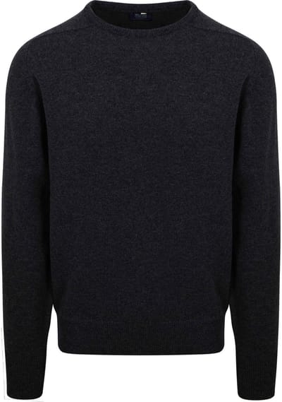 William Lockie Trui Lamswol Charcoal Antraciet - Maat L - Heren - Pullovers