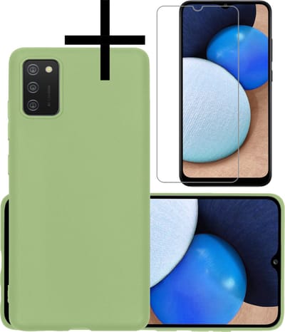 Hoesje - Met Screenprotector - Geschikt voor Samsung Galaxy A02s - Sterk & Shockproof - Back Cover - Siliconen Case - Telefoon Hoes - Groen