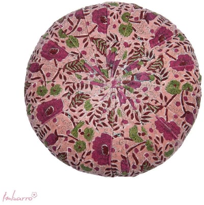 Imbarro Fashion & Home Kussen Eleana pink rond 47 cm 100% Katoen Velvet