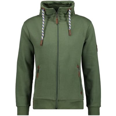 Ragman Vest High Neck Drawstring Sweat Cardigan Zip Donker Groen / male