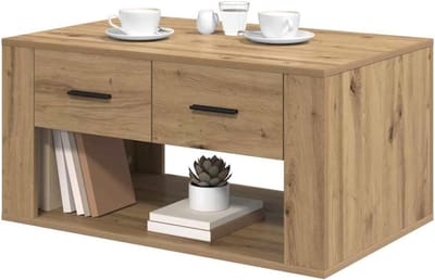 Salontafel met lade - Rustieke houten tafel - Woonkamer organiseren - Voldoende opbergruimte - 80 x 50 x 40 cm
