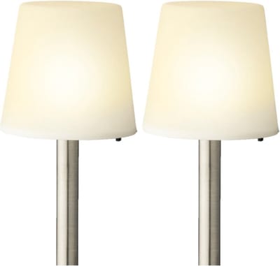 Set van 2x stuks solar tuinlamp/prikspot schemerlamp op zonne-energie 33 cm - Prikspots tuinverlichting