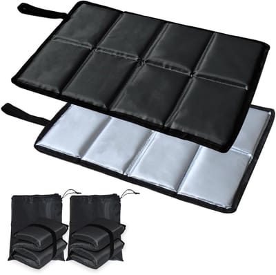 2 stuks zitkussens voor buiten, thermo-zitkussen, opvouwbaar, waterdichte onderlegger voor buiten, met 2 opbergzakken, machinewasbaar, zitmat voor wandelen, kamperen, picknicken, vissen