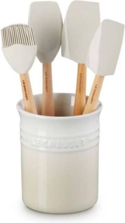 Le Creuset - Spatelset - Met spatelpot - Aardewerk - 5-delig - Meringue