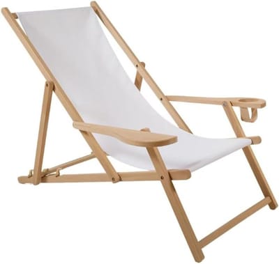 Houten Ligstoel - Inklapbare Stoel - Buiten Ontspannen - Met Bekerhouder - 60 x 43 x 80 cm - Natuurlijk Hout