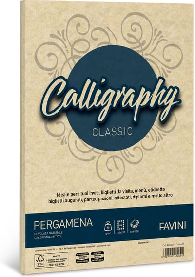 Favini® – 50 Vel Perkamentpapier A4 – Crèmekleurig – 90 g/m² – Voor Inkjetprinter – FSC – Pergamena Calligraphy Crema – Gemaakt in Italië