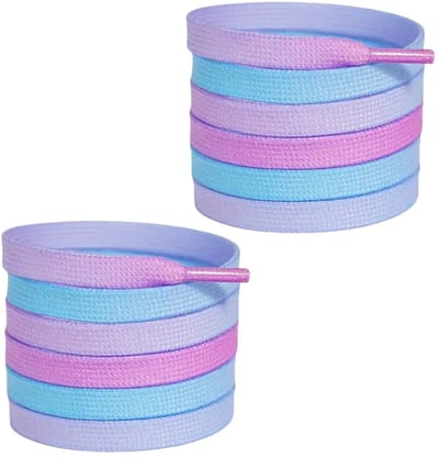 Fako Fashion - Schoenveters - Veters - Plat - 8mm - 120cm - 1 Paar - 2 Stuks - Blauw/Paars