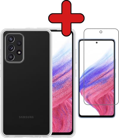 Hoesje - Met Screenprotector - Geschikt voor Samsung Galaxy A53 - Sterk & Shockproof - Telefoon Hoes - Back Cover - Siliconen Case - Telefoonhoes - Transparant