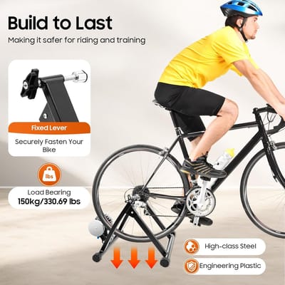 Fietstrainer Inklapbaar - Indoor Standaard - Hometraining Fietsen - Geluidsarme Weerstand - 26-29 Inch - Zwart