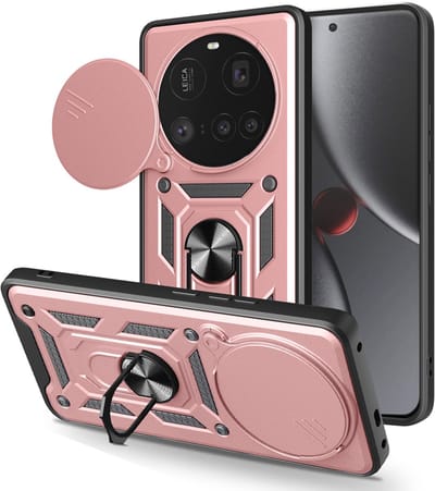 MobyDefend Hoesje - Geschikt voor Xiaomi 15 Ultra - Pantsercase Met Draaibare Ring - Rosé