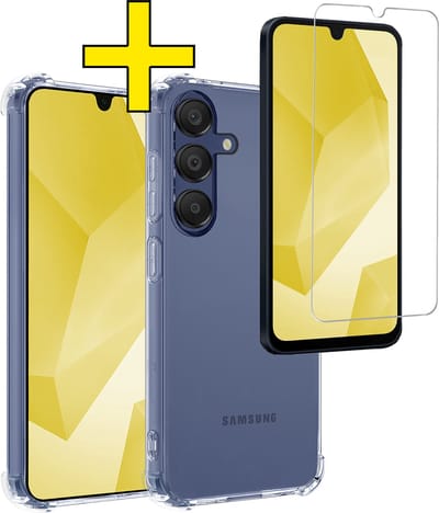 Hoesje - Met Screenprotector - Geschikt voor Samsung Galaxy A16 - Sterk & Shockproof - Siliconen Case - Back Cover - Telefoon Hoes - Shock Proof - Telefoonhoesjes - Transparant