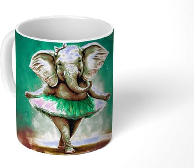 Mok - Koffiemok - Olifant - Ballerina - Verf - Strik - Portret - Kinderen - Mokken - 350 ML - Beker - Koffiemokken - Theemok
