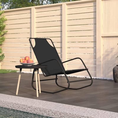 Schommelend Ligbed - Zonnebed Loungebed - Buiten Ontspannen - Gebogen Stalen Frame - 89 x 58 x 93.5 cm - Zwart