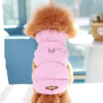 Winter Warme Hond Jas Zacht Gevoerde Huisdier Kleding Voor Kleine Middelgrote Honden Katten Met D-ring Puppy Jas Chihuahua Franse poedel Outfit S roze