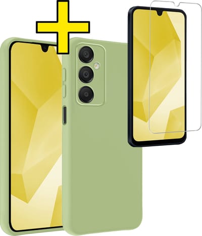 Hoesje - Met Screenprotector - Geschikt voor Samsung Galaxy A16 - Sterk & Shockproof - Back Cover - Siliconen Case - Telefoon Hoes - Telefoonhoesjes - Groen