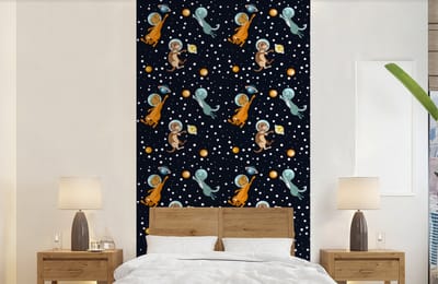 Behang - Fotobehang Planeten - Hond - Patroon - Breedte 120 cm x hoogte 240 cm