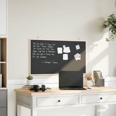 vidaXL - Krijtbord - met - massief - grenenhouten - frame - zwart - 100x55 - cm
