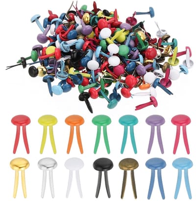 500 STKS Papier Messing Bevestigingsmiddelen Kleurrijke Split Pins Pastel Mini Metalen Brads Ronde Hoofd Plated Bevestiging voor Craft Art Scrapbooking DIY Benodigdheden, Veelkleurig, 4,5 x 8