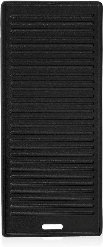 Famanu – BBQ- gietijzeren grillplaat - 45 x 19,5 cm - omkeerbare plaat - geëmailleerd - aan beide zijden bruikbaar - geschikt voor BBQ - gasgrill - houtskoolgrill