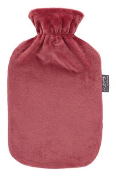 Warmwaterkruik met fleecehoes - 2 liter, roestrood