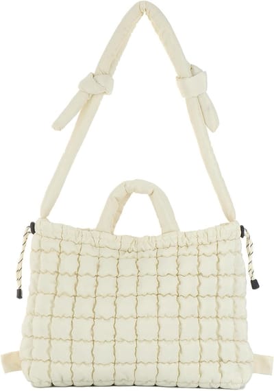 Grote Gewatteerde Schoudertas, Lichtgewicht Fluffy Nylon Tote, Ideaal voor Winkelen en Dagelijks Gebruik