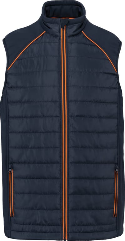 WK. Designed To Work Bodywarmer Day To Day in twee stoffen WK606 - Navy / Fluorescent Orange - 3XL