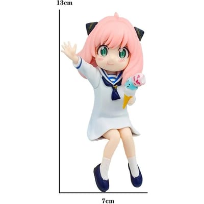 Figurine Spy Family Anya Forger Figurine Anime Mignonne Spy Family Statue PVC Figurine Modèle de Collection Décoration de Bureau Jouets Cadeaux white