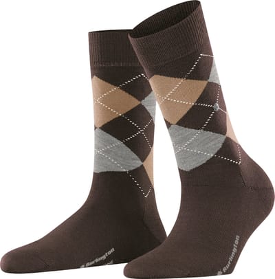 Burlington Marylebone gedessineerd wol sokken dames bruin - maat 36-41