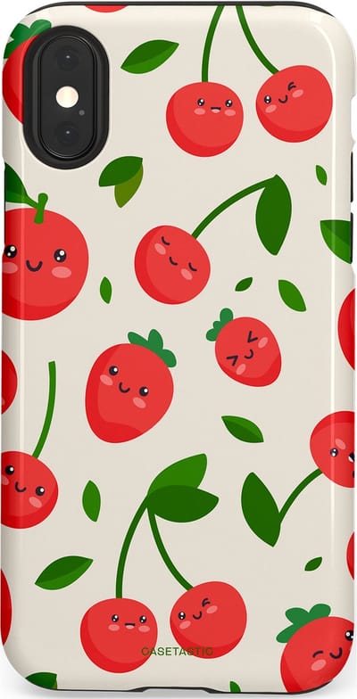 Casetastic Hoesje Geschikt voor Apple iPhone X/Xs - Stijlvolle Beschermende Duo-layer Case - Knappe Kers