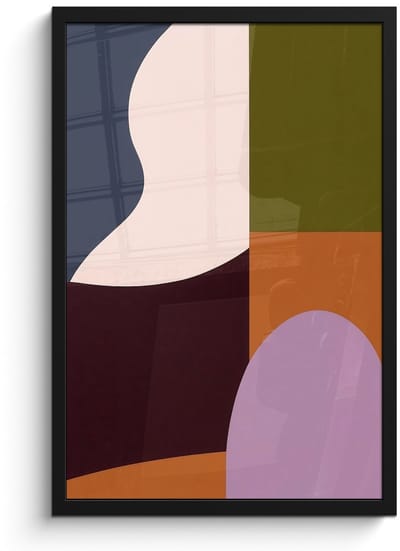 Poster in lijst - Fotolijst 40x60 cm - Posters - Vormen - Abstract - Kleuren - Vierkant - Posterlijst zwart - Decoratie - Wanddecoratie woonkamer - Muurdecoratie slaapkamer