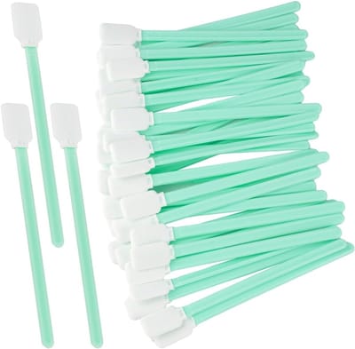 Set van 100 Steriele Reinigingsstokken van 12 cm, Katoenen Swabs en Schuimstokken voor Inktjet, Printkopreiniging en Lensreiniging