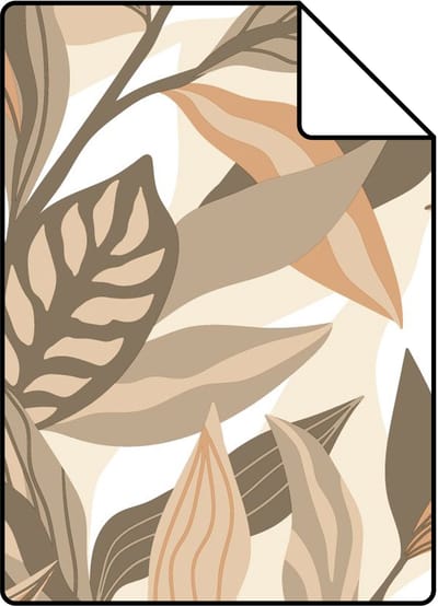 Proefstaal ESTAhome behang tropische bladeren beige - 26.5 x 21 cm - 131039-S