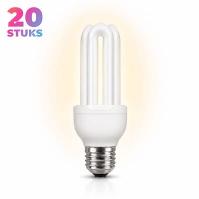 20x Stick Spaarlamp E27 - 20W - Warm Wit Licht (2700K) - 1300 lm - 10 jaar - Niet Dimbaar - Bespaar op energiekosten