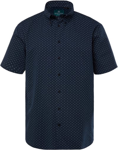 Boston Park - Heren - Overhemd korte mouw seersucker buttondown-kraag - Navy blauw - Maat XXL