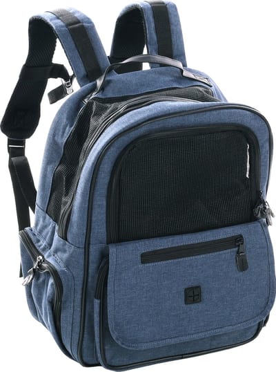 Hondenrugzak – draagtas hond – draagtas kat – Flamingo Wiro Blauw – 40x25x41cm – waterdichte bodem – trolleybevestiging – verstelbare riemen – kleine rassen