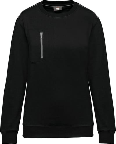 WK. Designed To Work Day To Day unisex sweater met zip contrasterende zak WK403 - BLACK / SILVER - 3XL