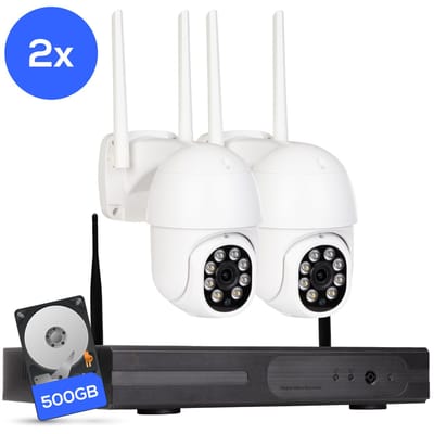 Teceye PTZ Beveiligingscamera Buiten met Recorder - Draadloze Buitencamera - 2 Camera - 500GB Opslag