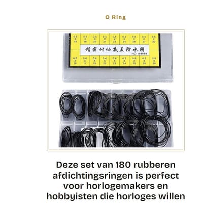 Dailygoods- Afdichtingspakking 180 Stuks - Rubber Afdichtringen - Horloge Reparatie Gereedschap - 18 Typen - Diverse Maten - Geschikt voor Horlogemakers - Horlogeafdichtingen