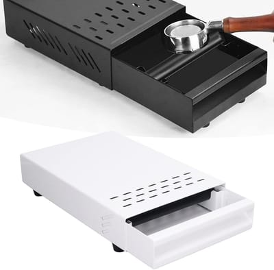 Espresso Koffie Klopper Tray met Verwijderbare Rubberen Handgreep en RVS Koffieafvalbak, Antislip Basis voor Perfecte Koffie Bereiding
