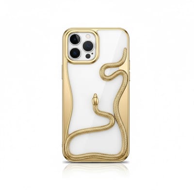 Goudkleurig slang design telefoon hoesje geschikt voor iPhone 12 Pro Max dames en heren met 3D reliëf slang detail, zachte TPU backcover met electroplating rand en effen kleur afwerking