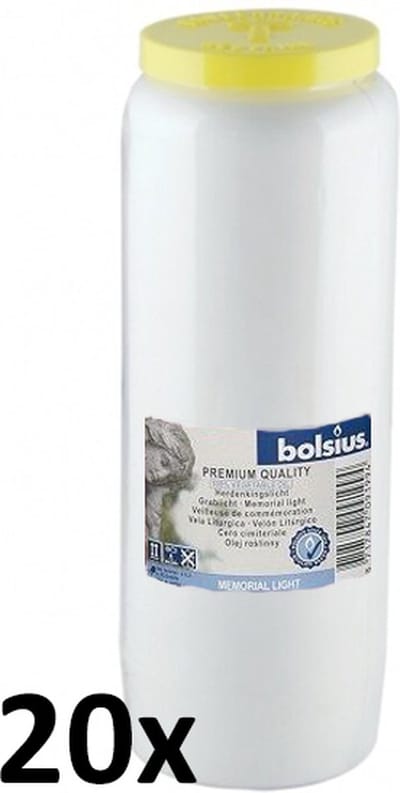 20 stuks Bolsius noveen kaarsen nr. 12 wit transparant 180/67 (192 uur)