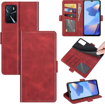 MobyDefend Hoesje - Geschikt voor Oppo A16 / A16s / A54s - Luxe Wallet Book Case (Sluiting Zijkant) - Rood
